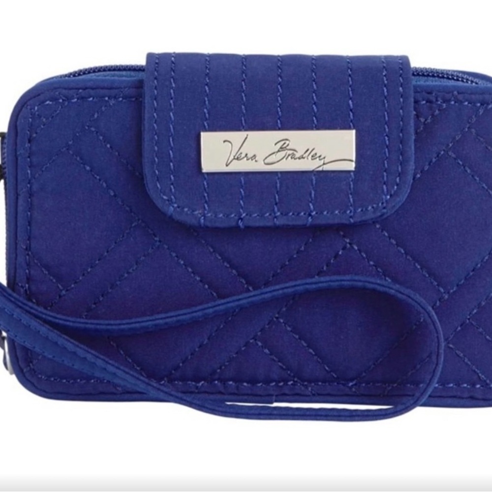 Vera Bradley Quilted Royal Blue Wristlet with Strap